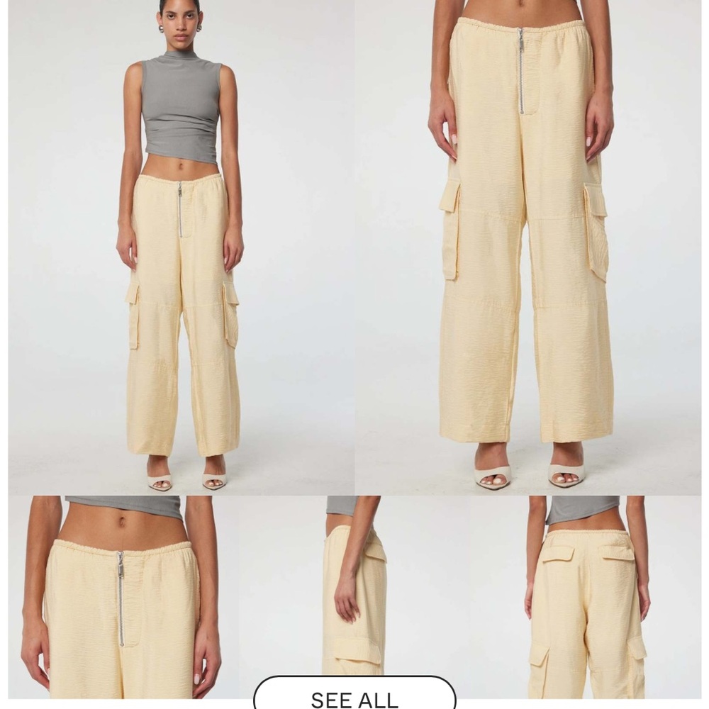 The Line by K Cream Wide Leg Cargo Pants